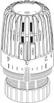 Thermostatkopf mit dreidimensionaler Struktur, drehbarem Regler und Skala. Darstellung eines Produkts von IMI Hydronic Engineering zur Anschlussmontage an Ventile.